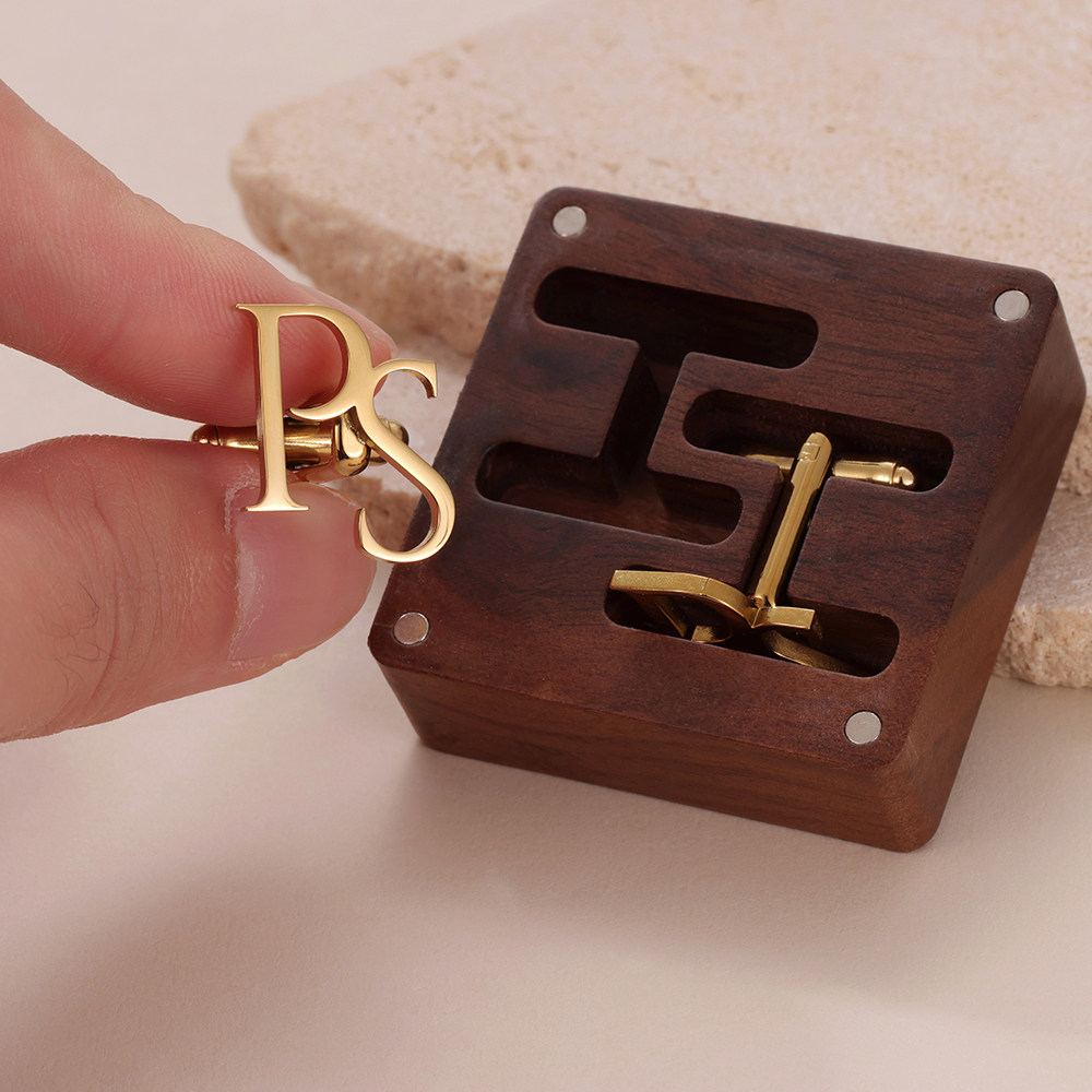 Men'S Grooming Wedding Day - Stainless Steel Custom Cufflinks Personalized Letter