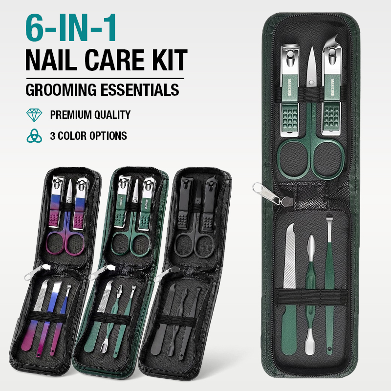 Mens Grooming Box - 6-IN-1 Portable Nail Clipper Set Travel