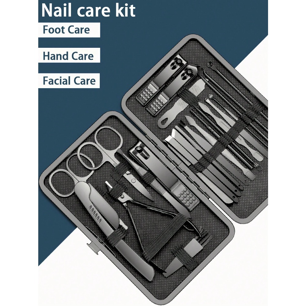 Mens Grooming Travel Kit - Manicure Set, Stainless Steel Professional Nail