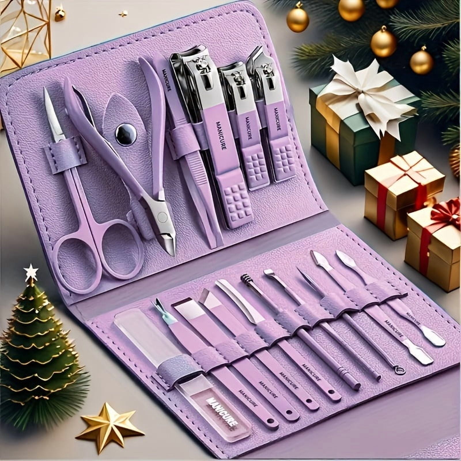 Mens Grooming Travel Kit - Manicure Set Professional Nail Clippers Pedicure