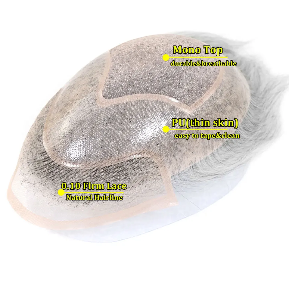 #1B80 Grey Men Toupee Human Ha - đánh giá và giá Men'S Grooming Tape
