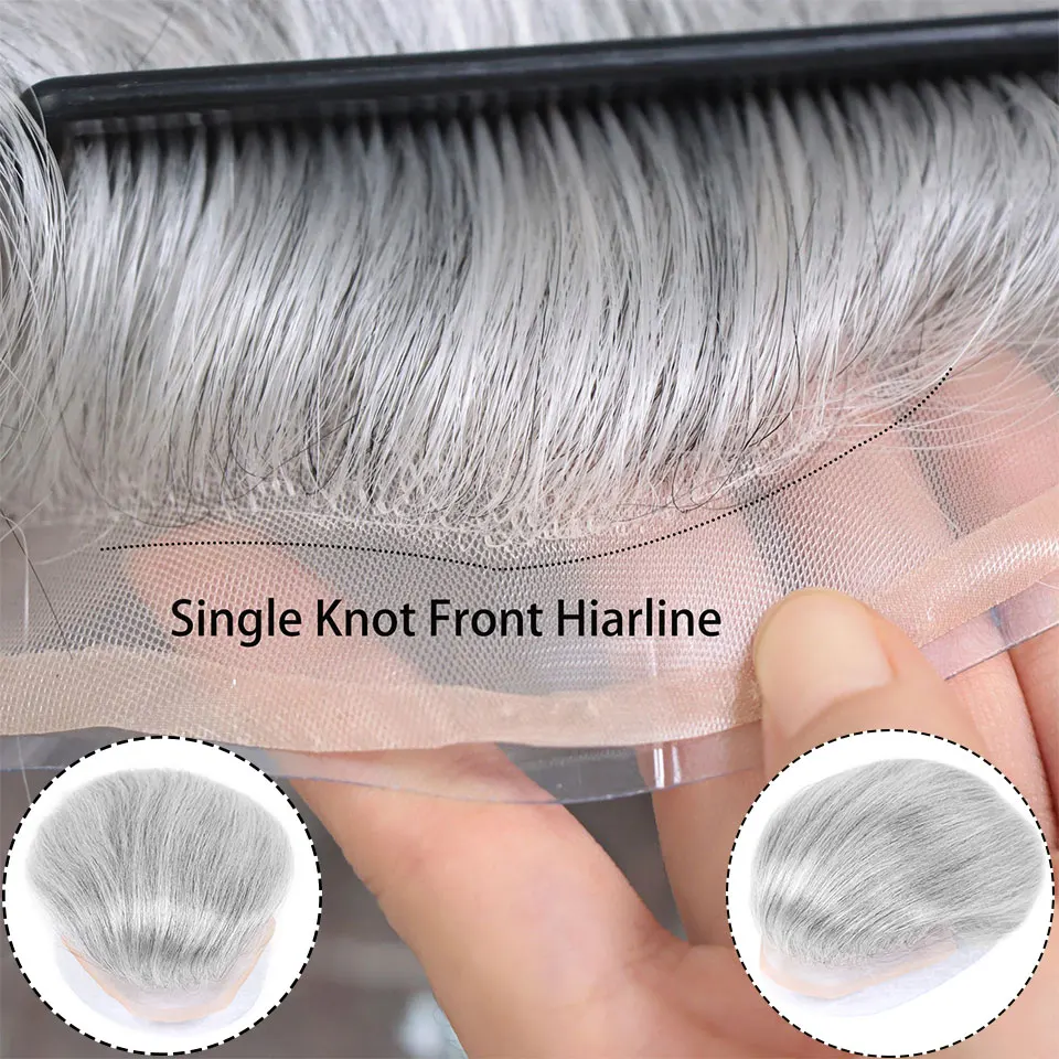 #1B80 Grey Men Toupee Human Ha - đánh giá và giá Men'S Grooming Tape