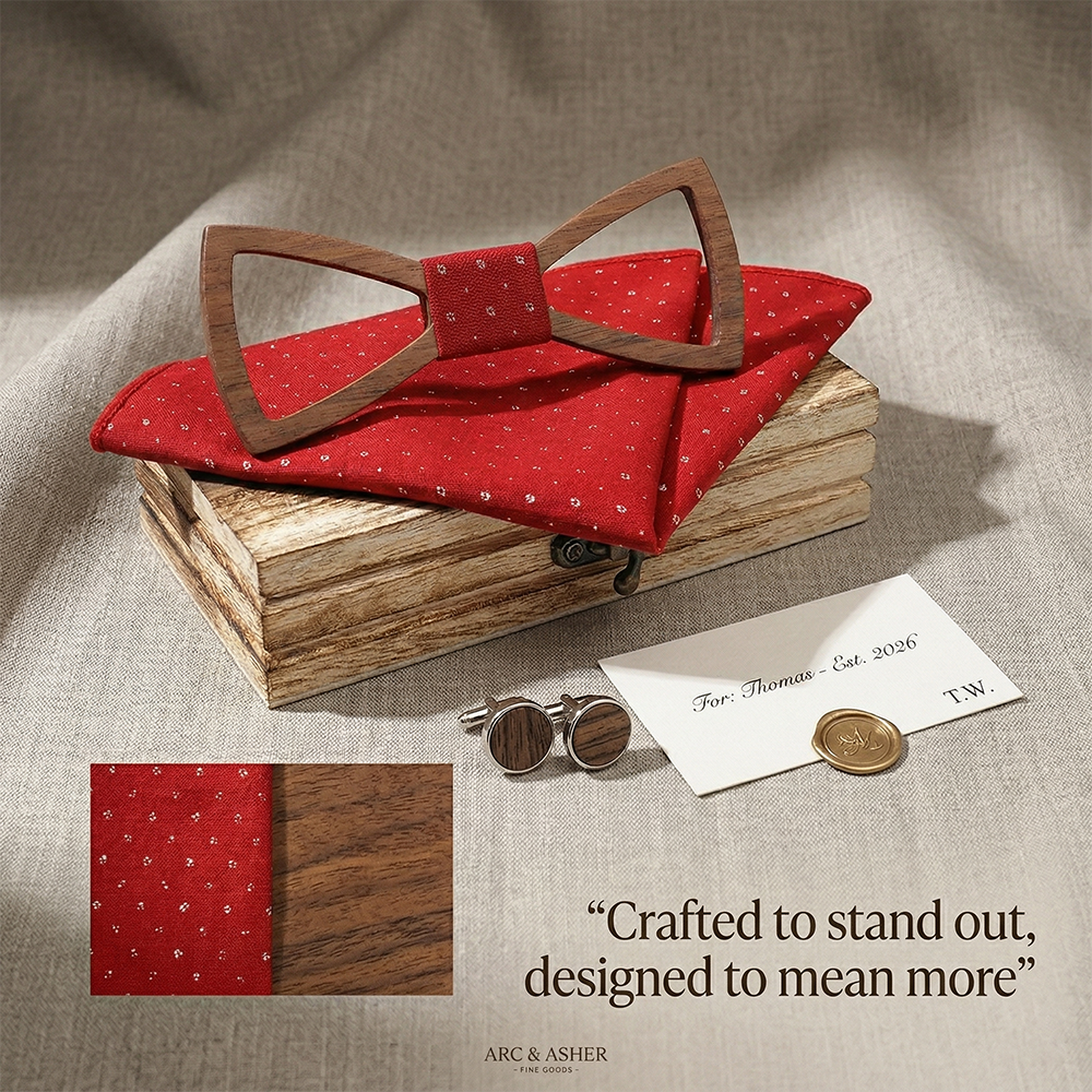 Mens Wooden Bowtie Set Red Ope - đánh giá và giá Men'S Grooming Gift Box