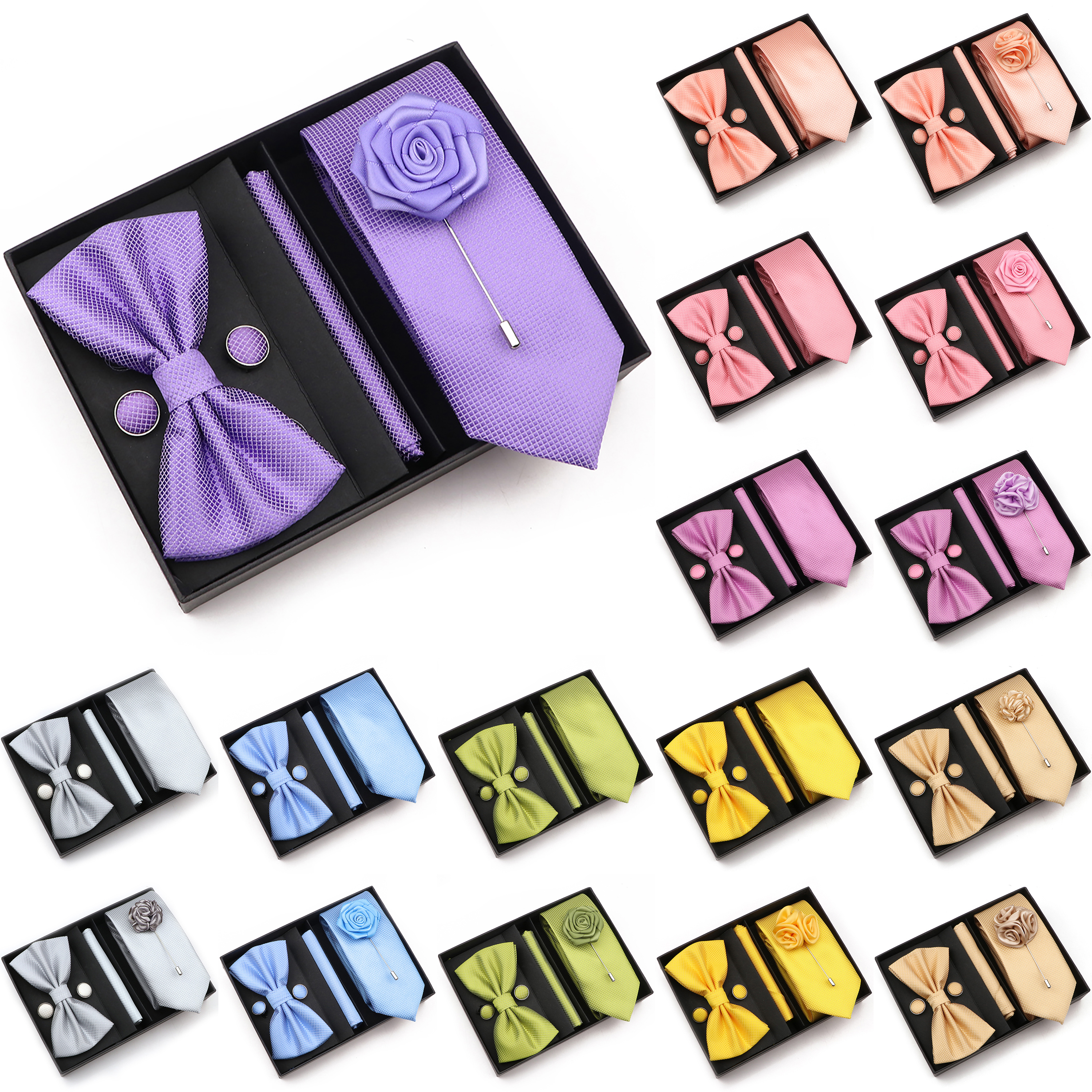 New Style Tie Set Solid Color  - đánh giá và giá Men'S Grooming Gift Box